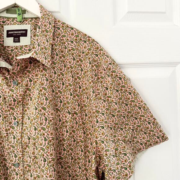 Johnson & Murphy Pink Avocado Novelty Print Button Casual Shirt Hawaiian XXXL - Picture 4 of 11